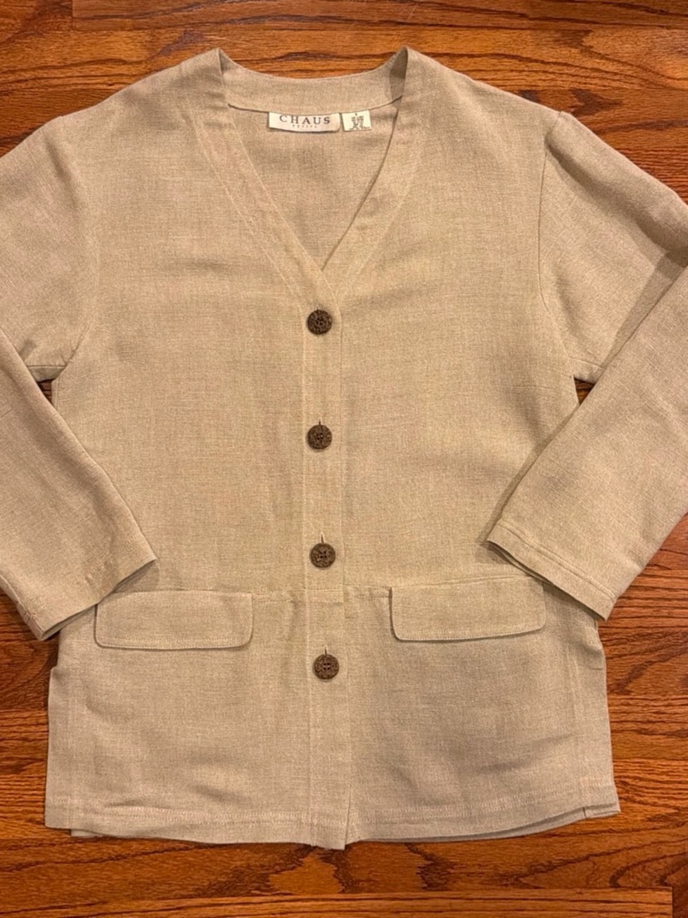 Chaus Light Beige Button-Front Blazer Size M